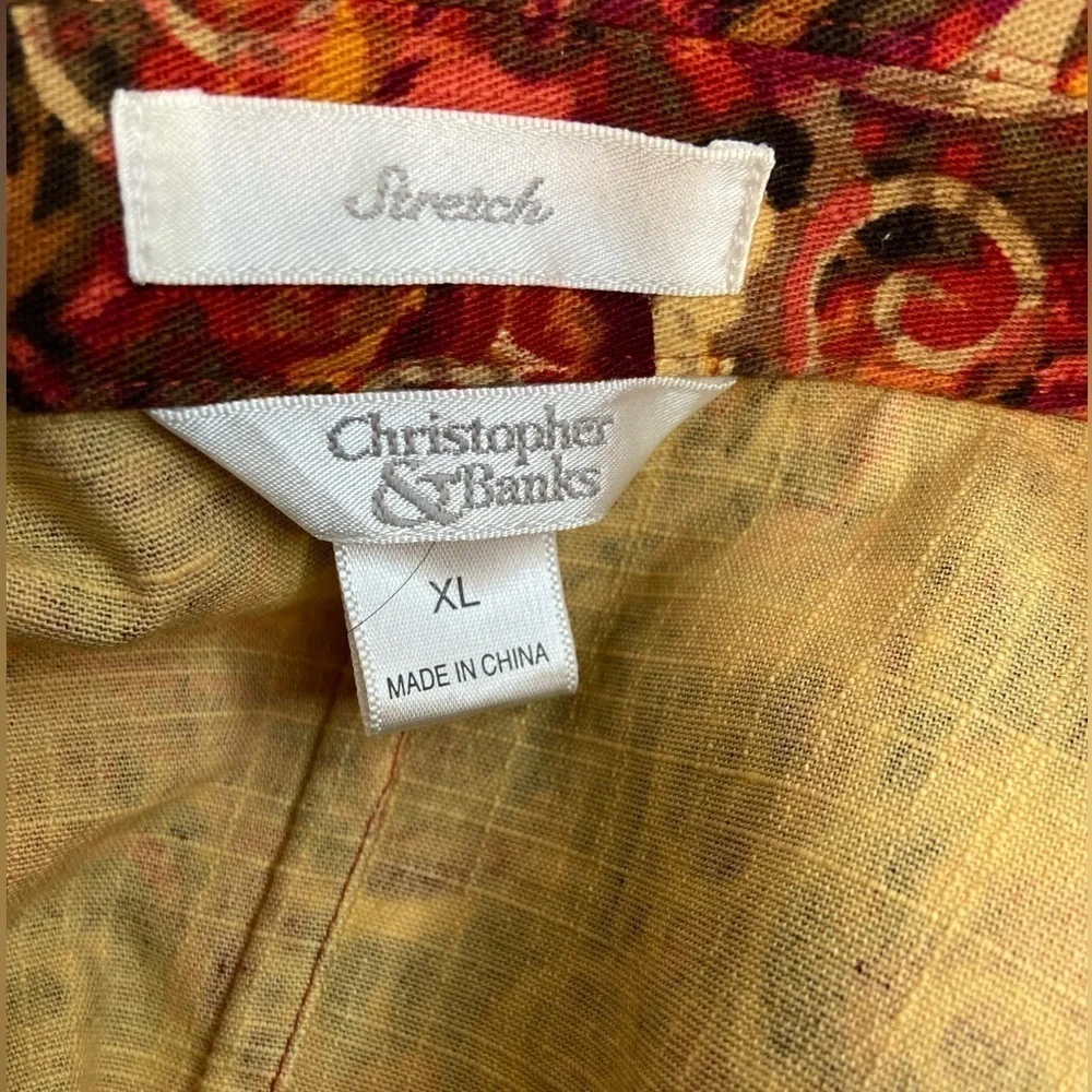 Christopher & Banks~Vibrant Multi-Colored Button-Up Shirt/Jacket~Pockets~Size XL